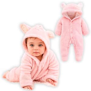 Macacão Teddy Pelucia Frio Inverno Premium - Rosa, M
