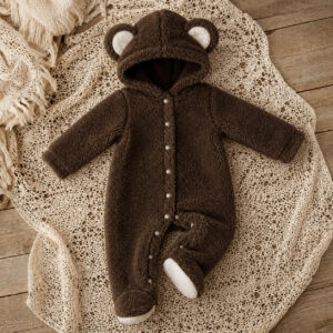 Macacão Teddy Pelucia Frio Inverno Premium - Marrom, P