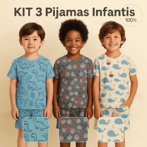 Pijama Infantil Menino Verão Conjunto Camiseta e Short – Leve e Fresquinho – 2 a 12 anos